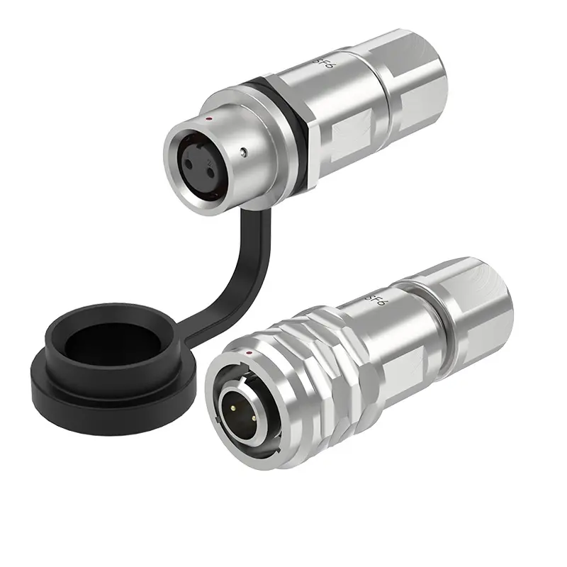 SF6 2 Pin Circular Connector Electrical Industrial Waterproof Connector IP67 Push-Pull All Metal