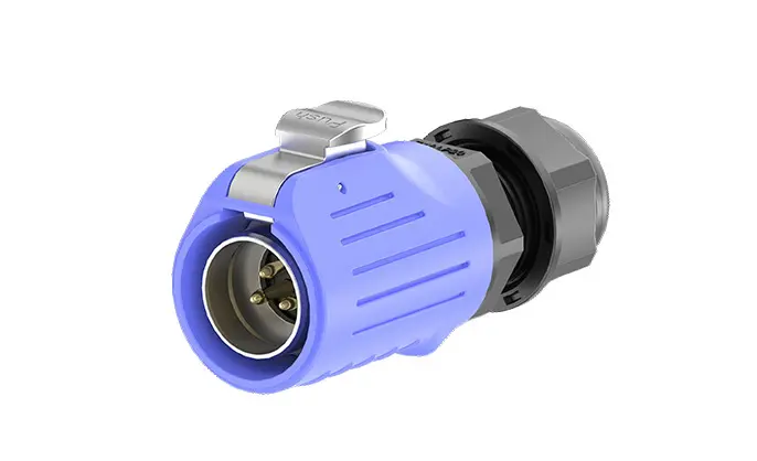 LP20 Blue 3Pin Screw Type Aviation Waterproof Connector Panel Metal + Plastic 20A Power