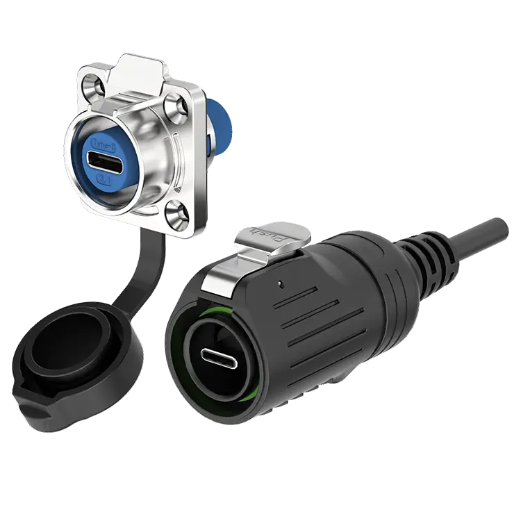 LP16-TYPE-C Device Flange Waterproof Connector 5.0Gb/s Waterproof Outdoor Cable Connector