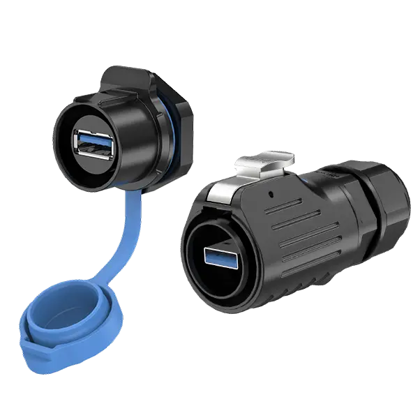 LP24 Waterproof Panel Mount USB Connectors Industrial Waterproof Connector Waterproof Plug Connectors All Plastic