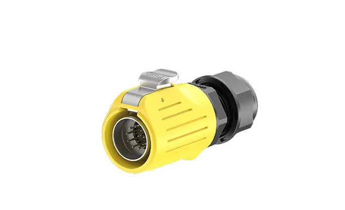LP20 12Pin Yellow Solder Type Electrical Waterproof Connectors 5A Power Flange Metal + Plastic
