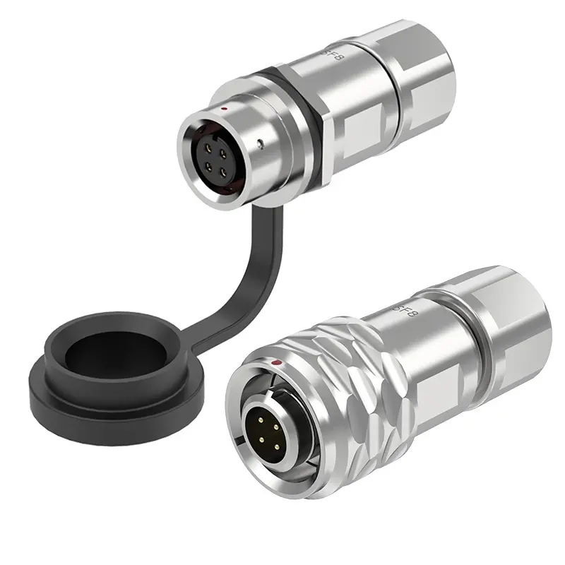 SF8 4 Pin Standard Circular Connector Industrial Waterproof Connector IP67 Push-Pull All Metal