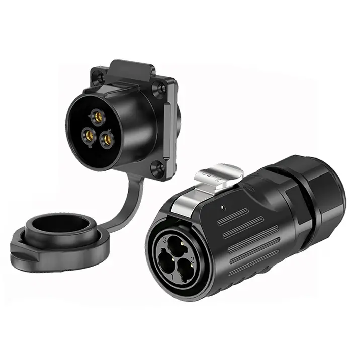 LP24 Outdoor Waterproof Electrical Wire Connector Waterproof Aviation Plug Flange 3 Pin Solder Type All Plastic