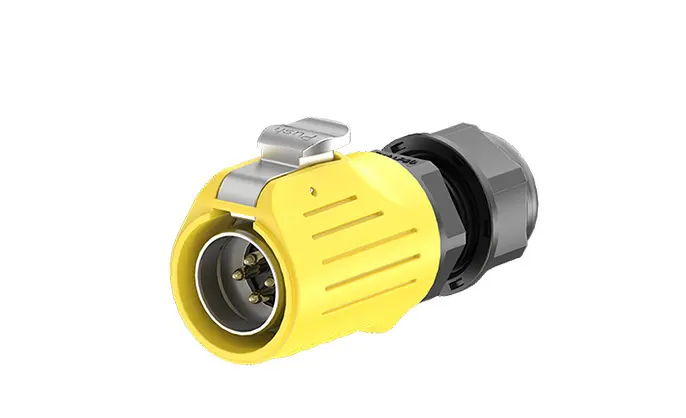 LP20 Yellow 4Pin Screw Type Waterproof Connector Aviation Waterproof Connector 20A Power Flange Metal + Plastic