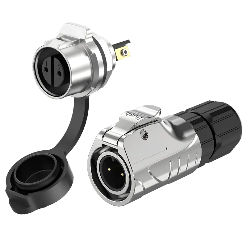 LP12 2 Pin Panel Mount Power Connector Waterproof Aviation Connector Cable Plug Screw Type All Metal