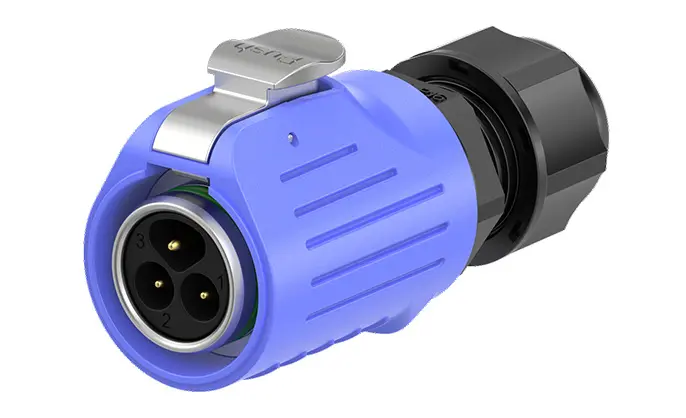 LP16 Blue 3 Pin Panel Mount Connector Power Signal Waterproof Aviation Plug Metal + Plastic 10A