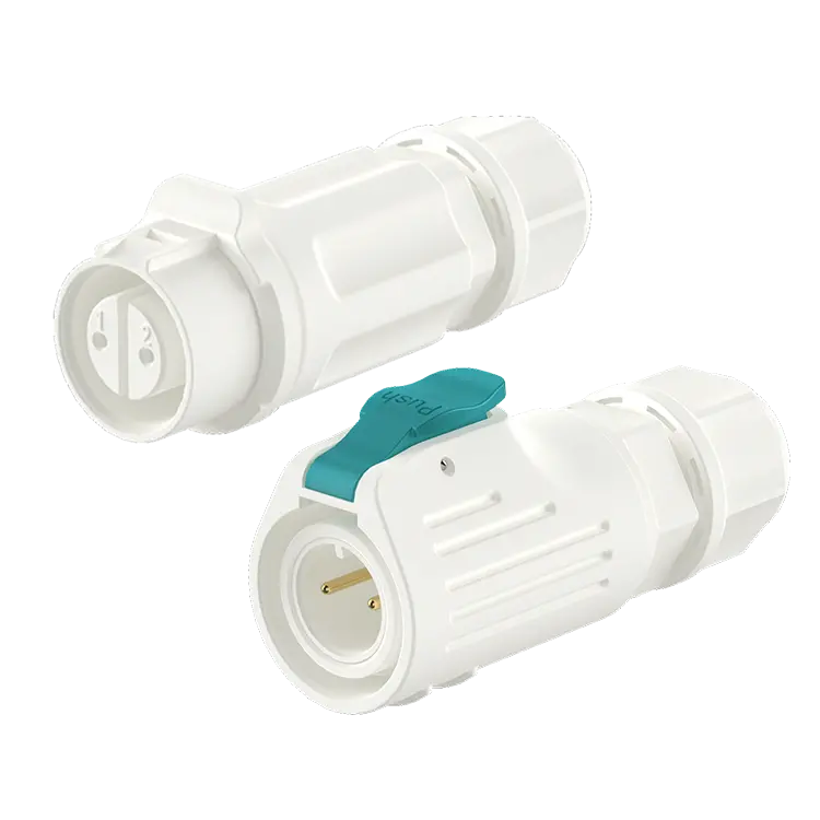 LP12 2 Pin White Electrical Waterproof Connectors Circular Plastic Wire Connector Solder Type All Plastic