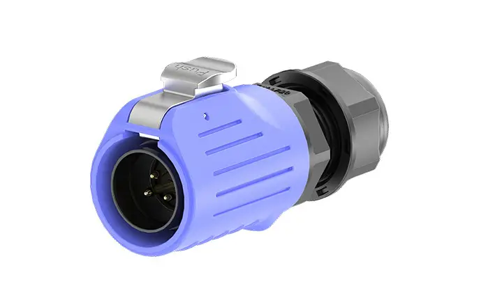 LP20 Blue Screw Type Waterproof 3 Pin Plug and Socket 20A Power Flange All Plastic