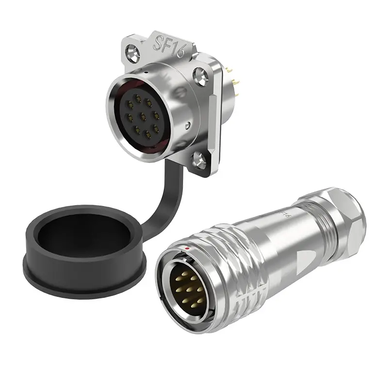 SF16 9 Pin Circular Plug Connector Automotive IP67 Push-Pull All Metal