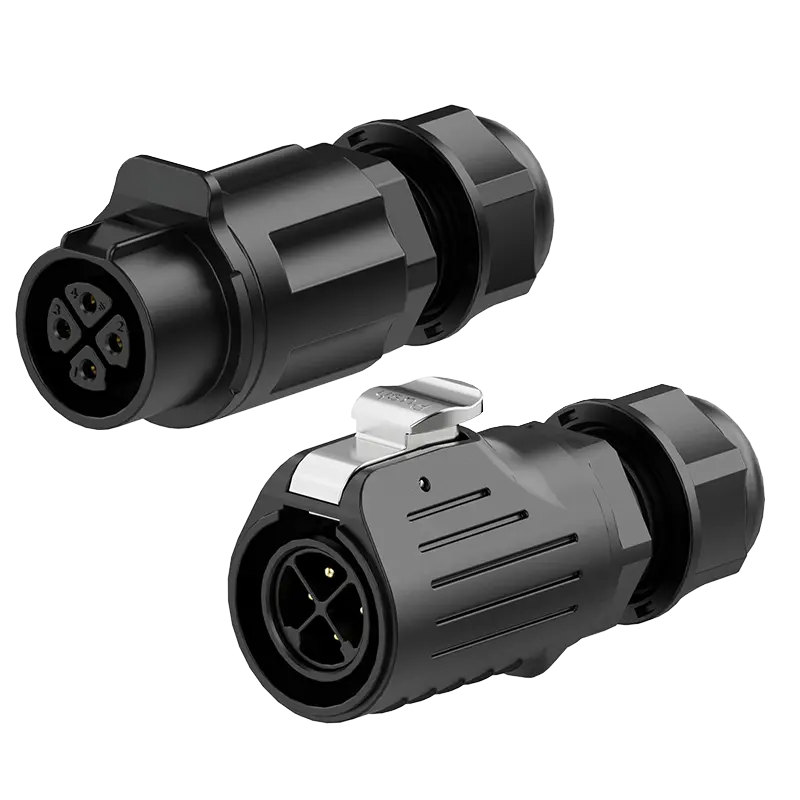 LP20 4Pin Crimping Type Waterproof Plug Connectors Wire to Wire Circular Plastic Wire Connector 15A Power All Plastic