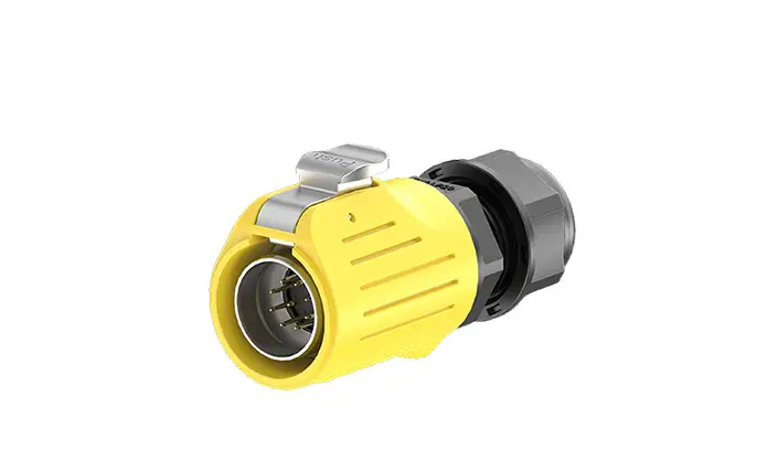 LP20 9Pin Yellow Solder Type Waterproof Wire Connectors 5A Power Flange Metal + Plastic