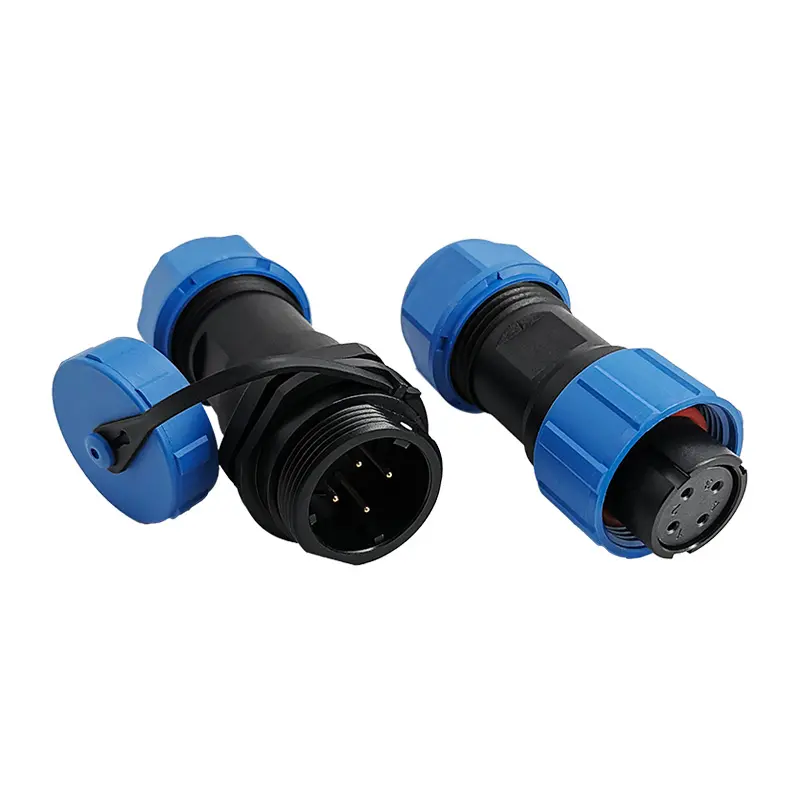 SP17 4 Pin Circular Plug Socket Outdoor Cable Connector IP68 All Plastic