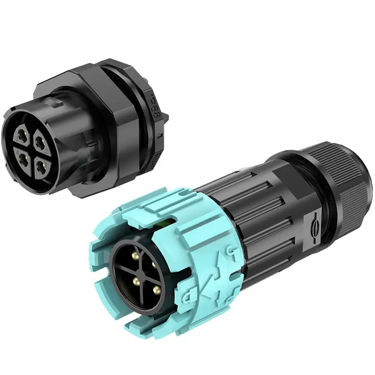 M19MP 4 Pins Waterproof Outdoor Cable Connector Front Panel Male Female Waterproof Connector