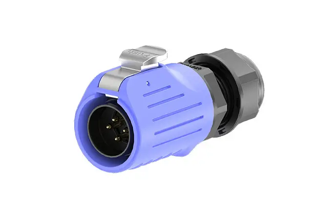 LP20 Blue 4Pin Solder Type Outdoor Waterproof Wire Connectors 20A Power Flange All Plastic
