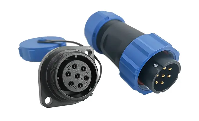 SP21 7 Pin Circular Plug Socket Flange Outdoor Cable Connector IP68