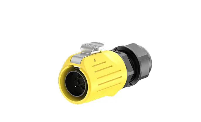 LP20 Yellow Solder Type 5 Pin Flange Waterproof Aviation Connector Cable Plug 10A Power All Plastic