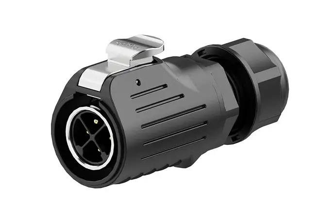 LP20 4Pin Crimping Type Industrial Waterproof Connector 15A Power Flange Metal + Plastic