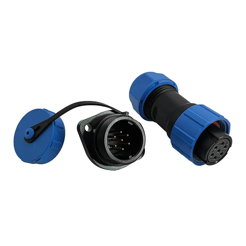 SP17 7 Pin Circular Plastic Wire Connector Flange Outdoor Cable Connector IP68