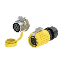 LP20 7 Pin Yellow Industrial Waterproof Connector Solder Type 10A Power Panel Metal + Plastic