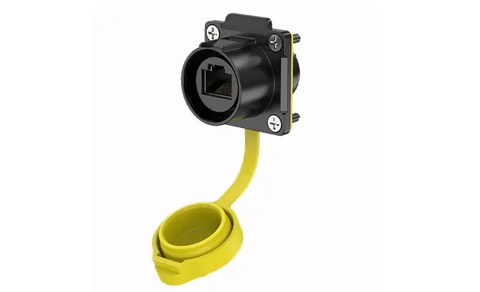 LP24 Outdoor Ethernet RJ45 Industrial Waterproof Connector Flange Waterproof Aviation Plug Connector All Plastic