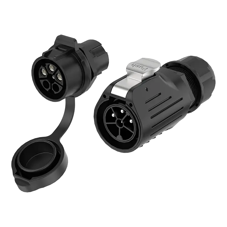 LP28 Electrical Waterproof Connectors 3+1 Pin 16A Panel All Plastic Crimping Type Aviation Plug