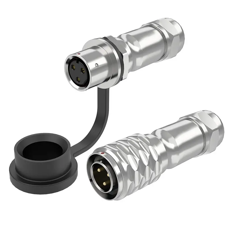 SF10 3 Pin Circular Connector Electrical Industrial Waterproof Connector IP67 Push-Pull All Metal