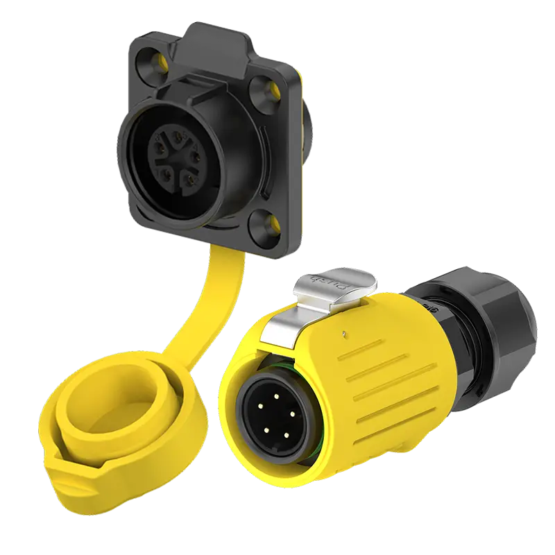 LP16 5A Power Yellow Flange All Plastic 5 Pin Outdoor Waterproof Wire Connectors Aviation Waterproof Connector