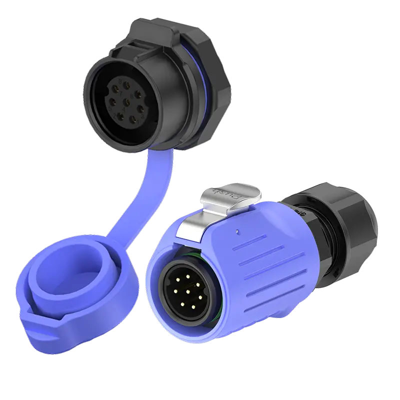 LP16 5A Power Blue Waterproof Connector Panel 8 Pin Waterproof Plug and Socket Connector