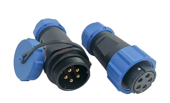 SP21 5A Pin Circular Plastic Wire Connector Outdoor Cable Connector All Plastic