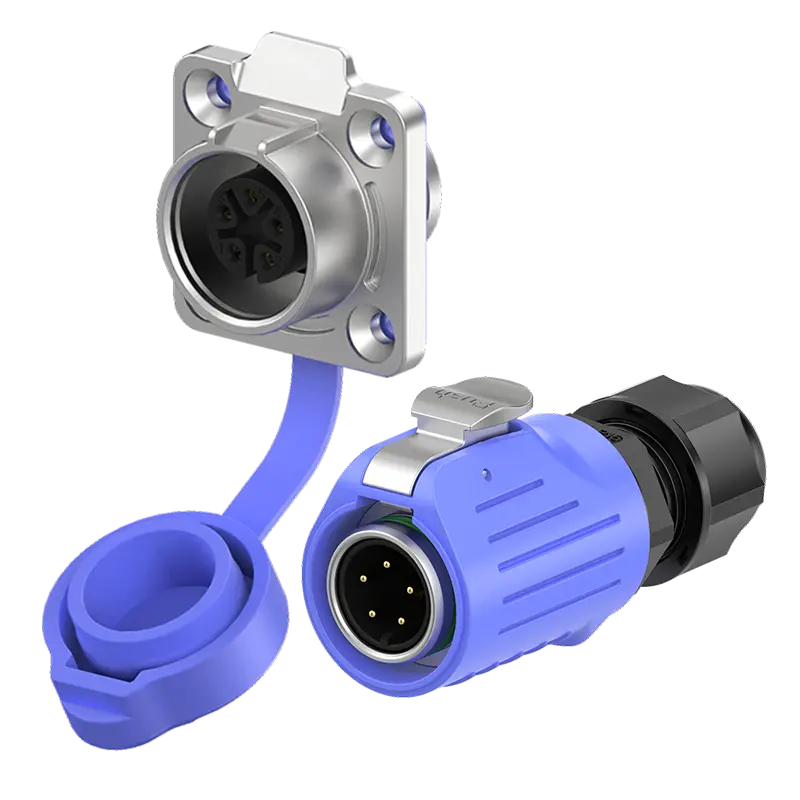 LP16 5A Power Blue Flange Metal 5 Pin Electrical Waterproof Connectors Connector Power Signal