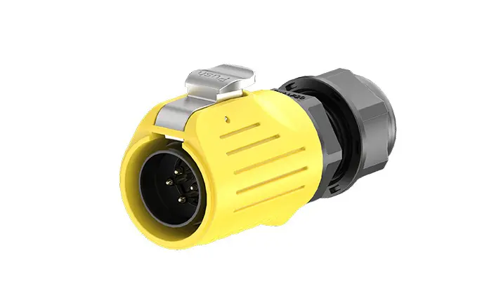 LP20 Yellow 4Pin Screw Type Waterproof Aviation Plug Panel All Plastic 20A Power