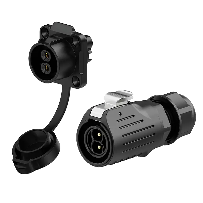 LP20 2Pin Crimping Type Electrical Waterproof Connectors 30A Power Flange Waterproof Wire Connectors All Plastic