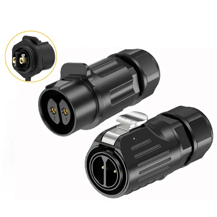 LP24 Industrial Waterproof Connector 2 Pin Circular Connector Electrical Screw Type All Plastic