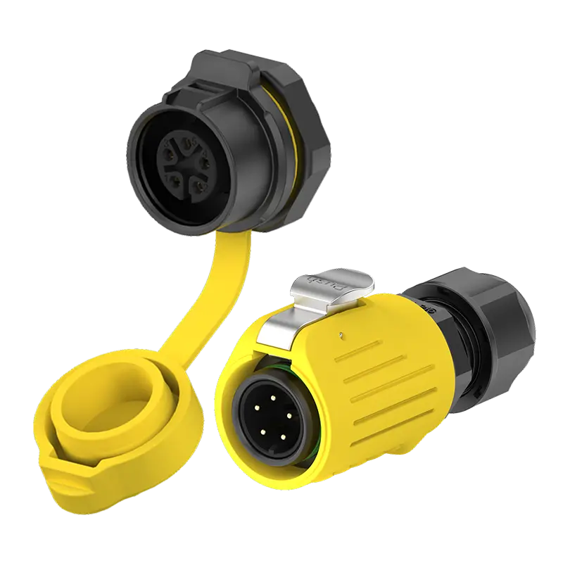 LP16 5A Power Yellow Panel 5 Pin Waterproof IP68 Cable Connector Male and Female Connectors All Plastic