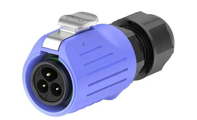 LP16 3 Pin Flange Blue 10A Power Outdoor Waterproof Electrical Wire Connector