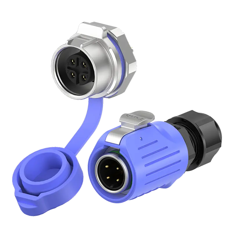 LP16 Blue Waterproof Panel Mount Male and Female Connectors 4 Pin 10A Electrical Waterproof Connectors