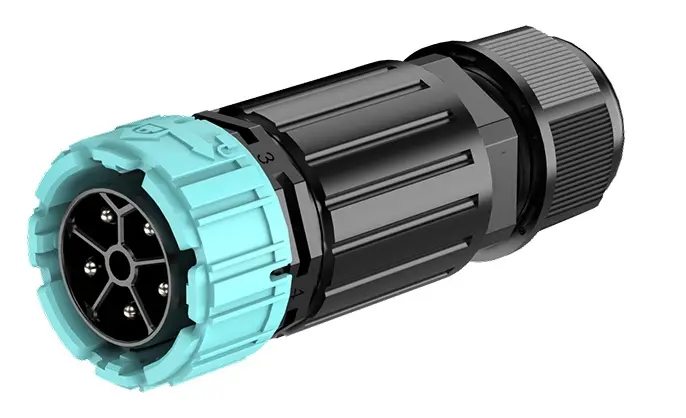 P25 Electrical Male Female Waterproof Connector 5 Pins Flange Type Waterproof Outdoor Cable Connector
