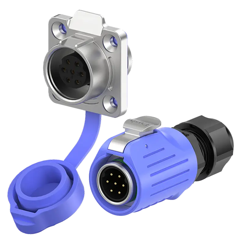 LP16 5A Blue Waterproof Connector Flange 7 Pin Industrial Waterproof Connector