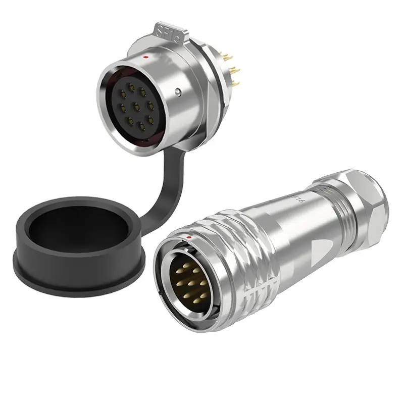 SF16 9 Pin Circular Connector Electrical Waterproof Connectors IP67 Push-Pull All Metal