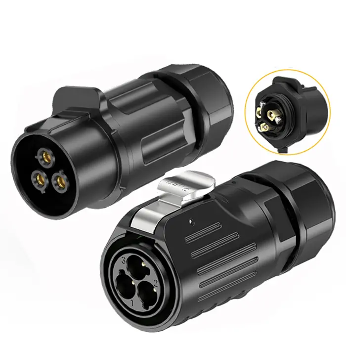 LP24 Outdoor Waterproof Wire Connectors Circular Power Connector Types Wire to Wire 3 Pin Screw Type All Plastic