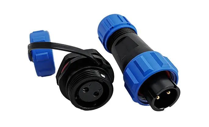 SP13 2 Pin Circular Plug Connector Panel Mount Power Connector IP68 All Plastic