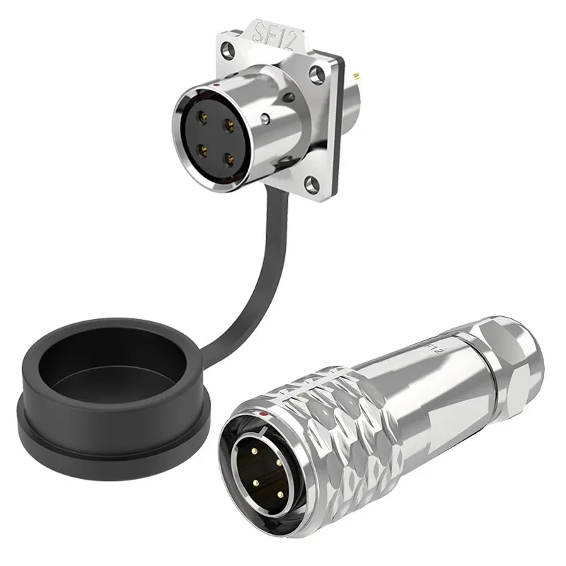 SF12 4 Pin Circular Plug Socket IP67 Push-Pull All Metal