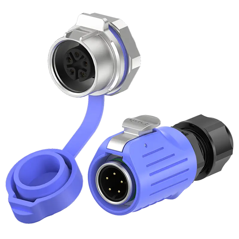 LP16 5A Power Panel Outdoor Electrical Cable Connectors Blue 5 Pin Aviation Plug Socket