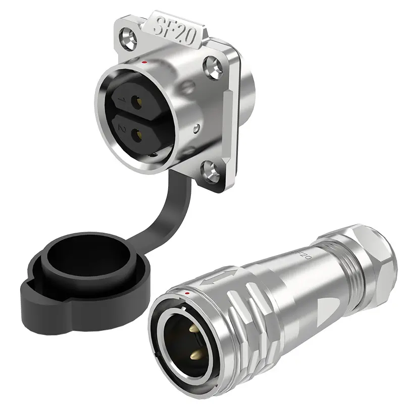 SF20 2 Pin Standard Circular Connector Waterproof Wire Connectors IP67 Push-Pull All Metal