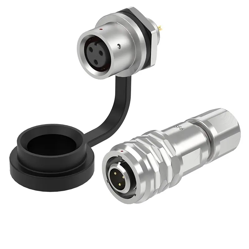 SF6 3 Pin Circular Connector Electrical Panel Mount Connector IP67 Push-Pull All Metal