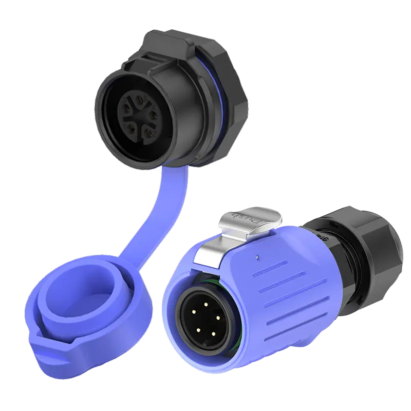 LP16 5A Power Blue Panel 5 Pin Waterproof IP68 Cable Connector Male and Female Connectors All Plastic