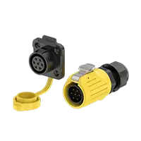 LP20 7 Pin Yellow Industrial Waterproof Connector Solder Type 10A Power Panel All Plastic