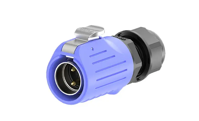 LP20 Blue 2Pin Solder Type Waterproof Wire Connectors Panel Metal + Plastic 20A Power