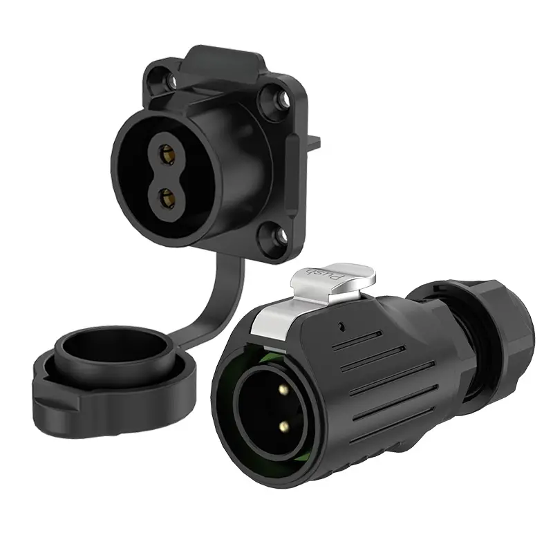 LP20 2Pin Screw Type Waterproof Plug Connectors 20A Power Flange All Plastic