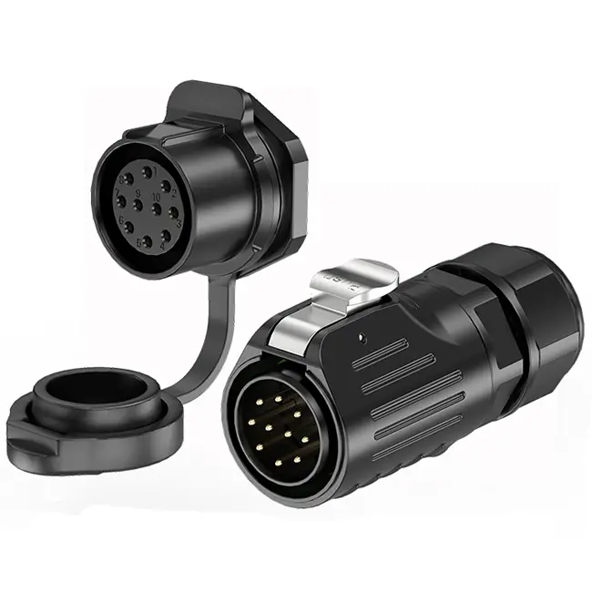 LP24 Panel Mount Power Connector 10 Pin Waterproof Aviation Plug Solder Type All Plastic